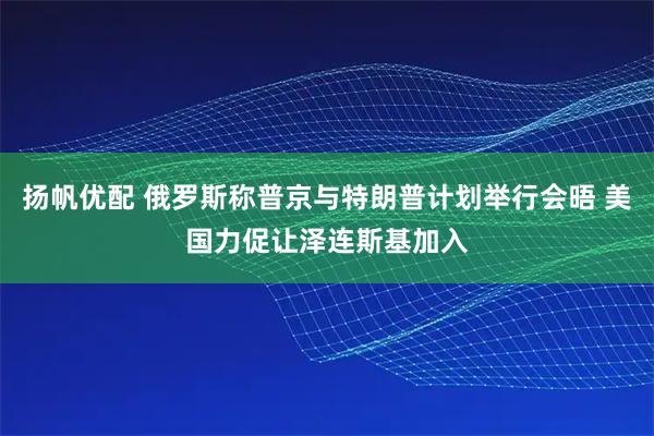 扬帆优配 俄罗斯称普京与特朗普计划举行会晤 美国力促让泽连斯基加入